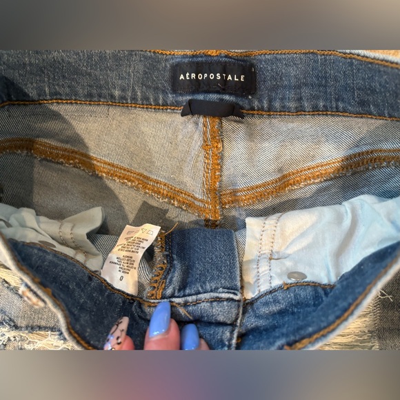 Aeropostale Jean Shorts Blue and Black Distressed Cut-Offs - Picture 2 of 6
